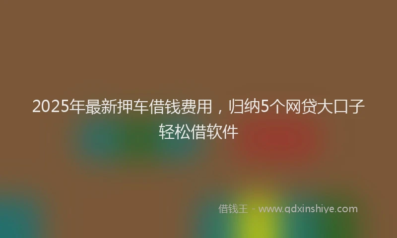 2025年最新押车借钱费用，归纳5个网贷大口子轻松借软件