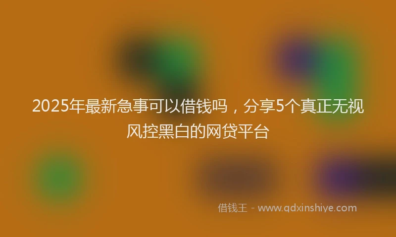 2025年最新急事可以借钱吗，分享5个真正无视风控黑白的网贷平台