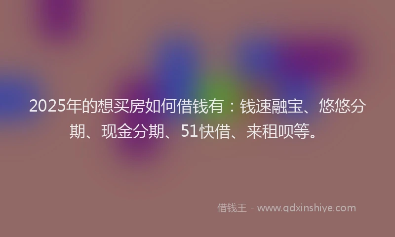 2025年的想买房如何借钱有：钱速融宝、悠悠分期、现金分期、51快借、来租呗等。