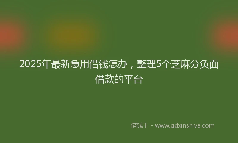 2025年最新急用借钱怎办，整理5个芝麻分负面借款的平台