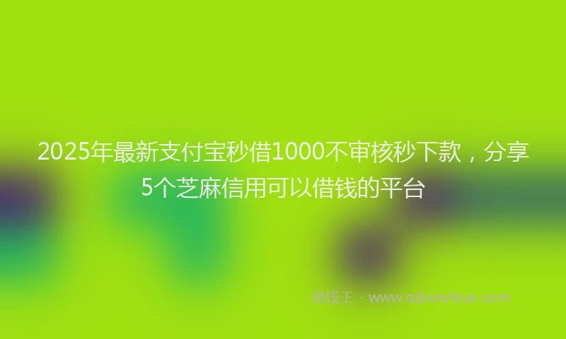 2025年最新支付宝秒借1000不审核秒下款，分享5个芝麻信用可以借钱的平台