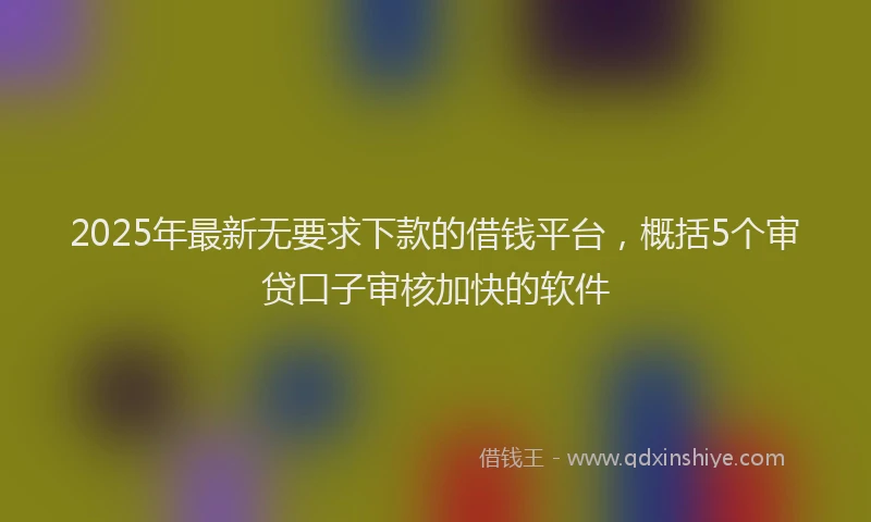 2025年最新无要求下款的借钱平台，概括5个审贷口子审核加快的软件