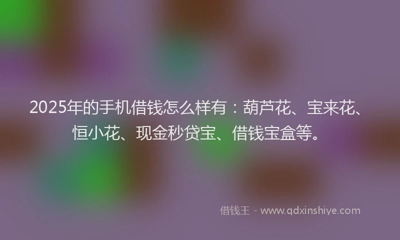 2025年的手机借钱怎么样有：葫芦花、宝来花、恒小花、现金秒贷宝、借钱宝盒等。