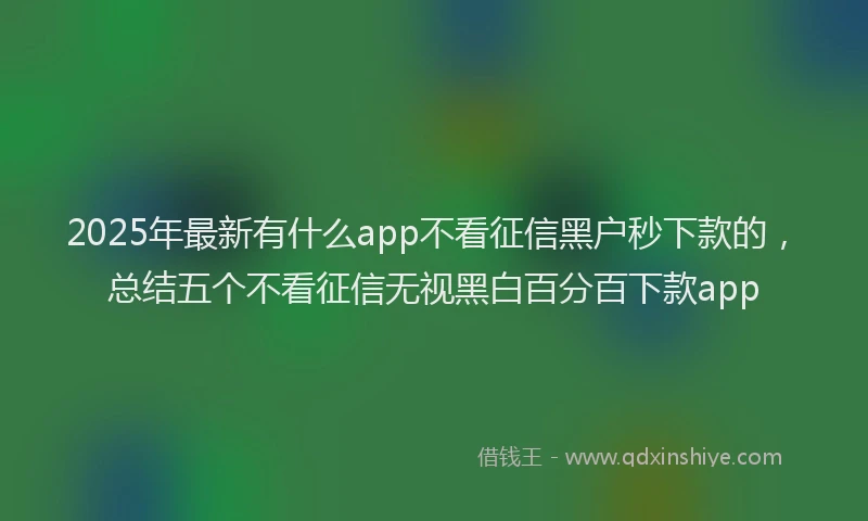 2025年最新有什么app不看征信黑户秒下款的，总结五个不看征信无视黑白百分百下款app