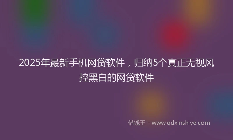 2025年最新手机网贷软件，归纳5个真正无视风控黑白的网贷软件