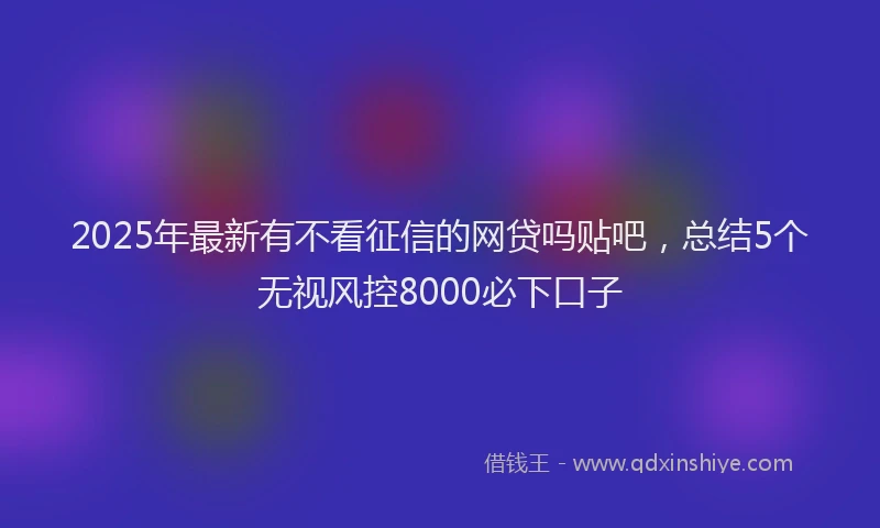 2025年最新有不看征信的网贷吗贴吧，总结5个无视风控8000必下口子