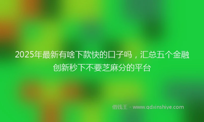2025年最新有啥下款快的口子吗，汇总五个金融创新秒下不要芝麻分的平台
