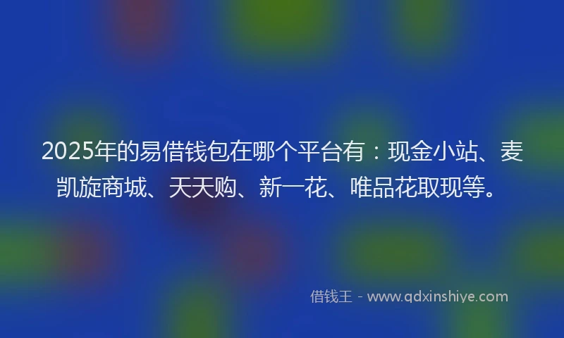 2025年的易借钱包在哪个平台有：现金小站、麦凯旋商城、天天购、新一花、唯品花取现等。