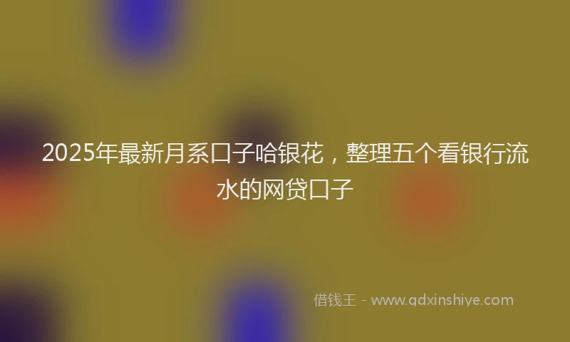 2025年最新月系口子哈银花，整理五个看银行流水的网贷口子