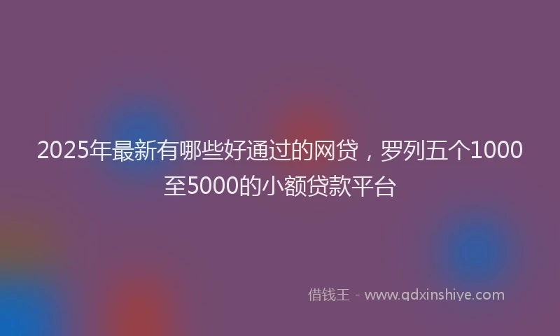 2025年最新有哪些好通过的网贷，罗列五个1000至5000的小额贷款平台