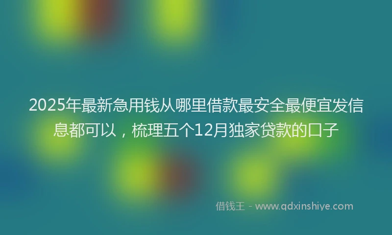 2025年最新急用钱从哪里借款最安全最便宜发信息都可以，梳理五个12月独家贷款的口子