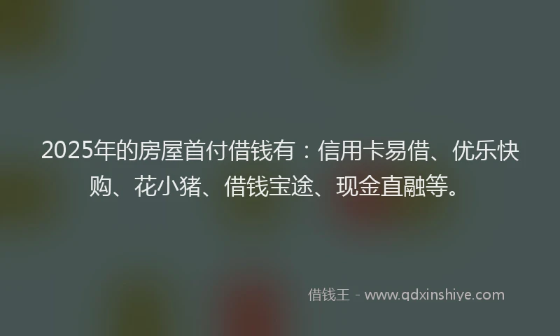 2025年的房屋首付借钱有：信用卡易借、优乐快购、花小猪、借钱宝途、现金直融等。