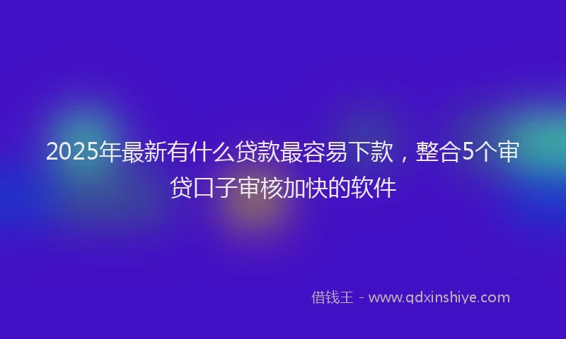 2025年最新有什么贷款最容易下款，整合5个审贷口子审核加快的软件