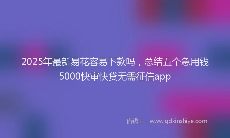 2025年最新易花容易下款吗，总结五个急用钱5000快审快贷无需征信app
