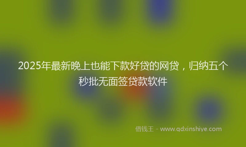 2025年最新晚上也能下款好贷的网贷，归纳五个秒批无面签贷款软件