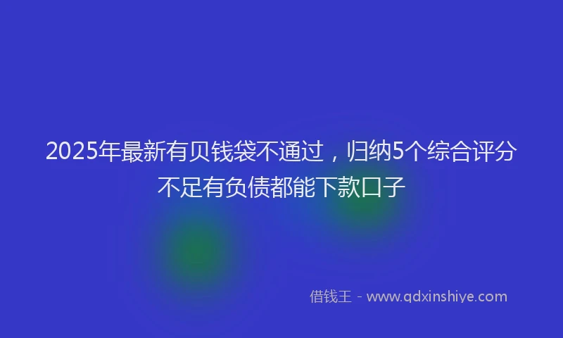 2025年最新有贝钱袋不通过，归纳5个综合评分不足有负债都能下款口子