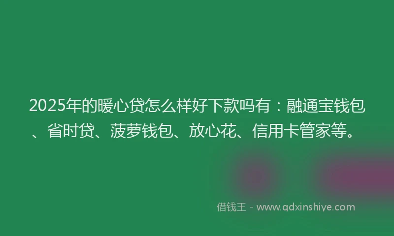 2025年的暖心贷怎么样好下款吗有：融通宝钱包、省时贷、菠萝钱包、放心花、信用卡管家等。
