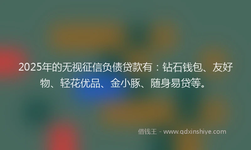 2025年的无视征信负债贷款有：钻石钱包、友好物、轻花优品、金小豚、随身易贷等。