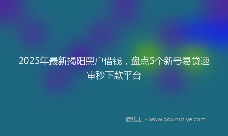 2025年最新揭阳黑户借钱，盘点5个新号易贷速审秒下款平台