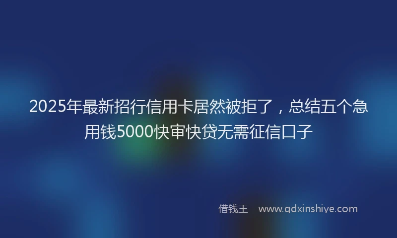 2025年最新招行信用卡居然被拒了，总结五个急用钱5000快审快贷无需征信口子