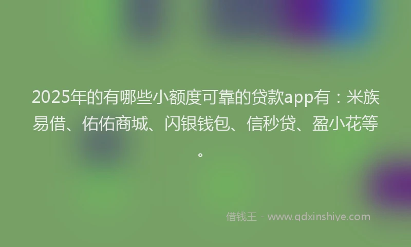 2025年的有哪些小额度可靠的贷款app有：米族易借、佑佑商城、闪银钱包、信秒贷、盈小花等。