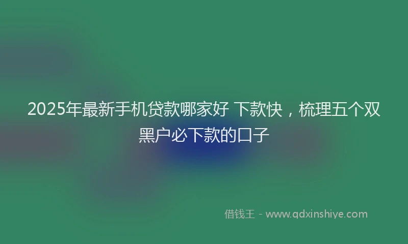 2025年最新手机贷款哪家好 下款快，梳理五个双黑户必下款的口子