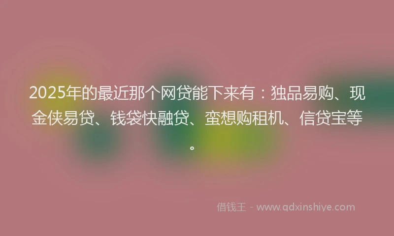 2025年的最近那个网贷能下来有：独品易购、现金侠易贷、钱袋快融贷、蛮想购租机、信贷宝等。