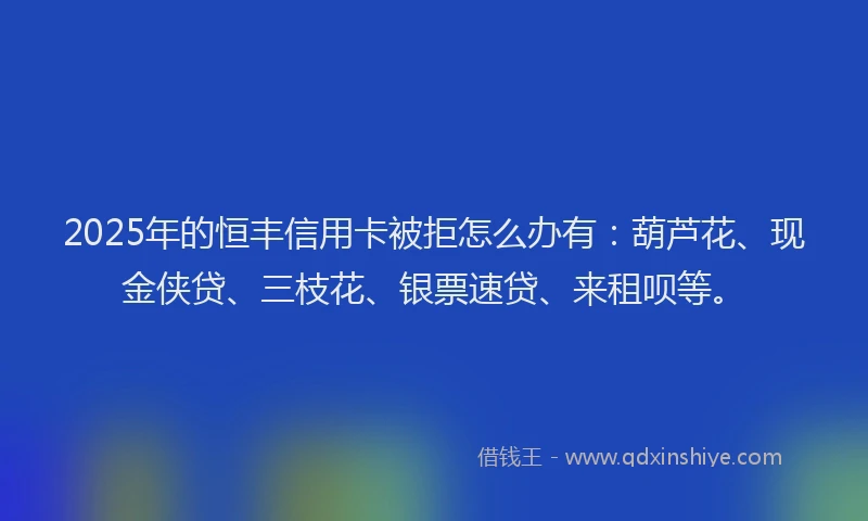 2025年的恒丰信用卡被拒怎么办有：葫芦花、现金侠贷、三枝花、银票速贷、来租呗等。