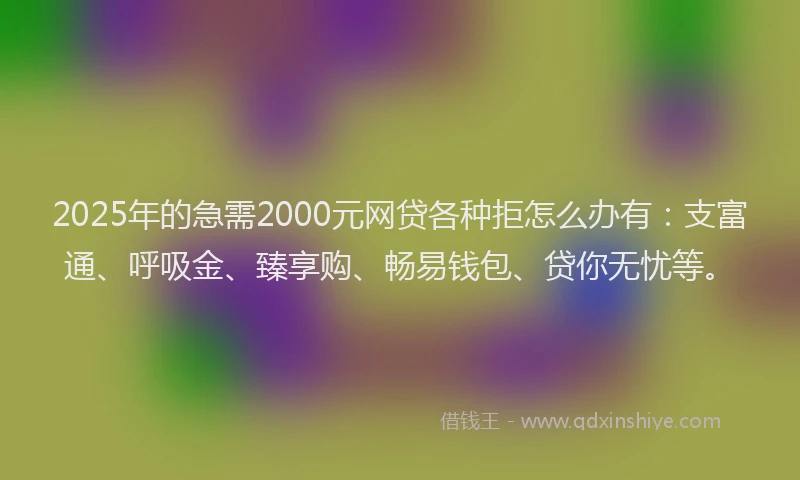 2025年的急需2000元网贷各种拒怎么办有：支富通、呼吸金、臻享购、畅易钱包、贷你无忧等。