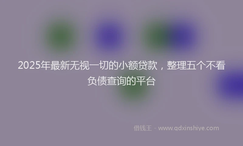 2025年最新无视一切的小额贷款，整理五个不看负债查询的平台