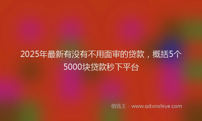 2025年最新有没有不用面审的贷款，概括5个5000块贷款秒下平台