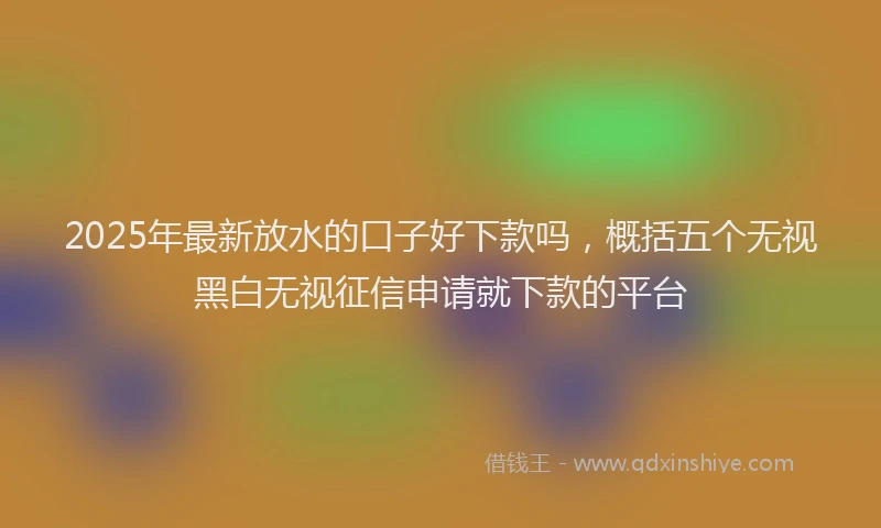 2025年最新放水的口子好下款吗，概括五个无视黑白无视征信申请就下款的平台
