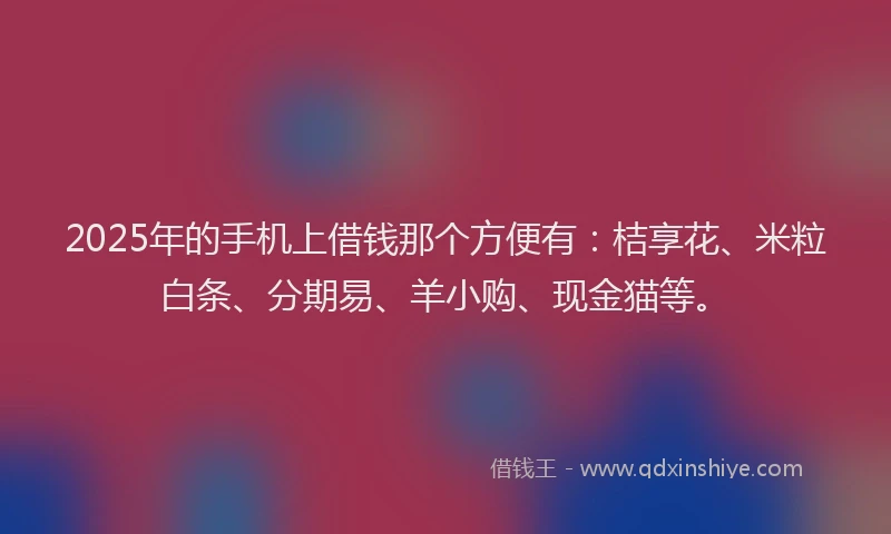 2025年的手机上借钱那个方便有：桔享花、米粒白条、分期易、羊小购、现金猫等。