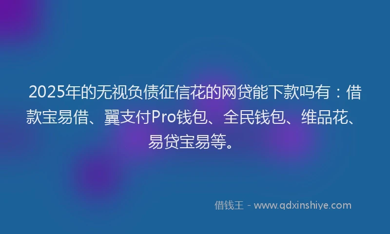 2025年的无视负债征信花的网贷能下款吗有：借款宝易借、翼支付Pro钱包、全民钱包、维品花、易贷宝易等。
