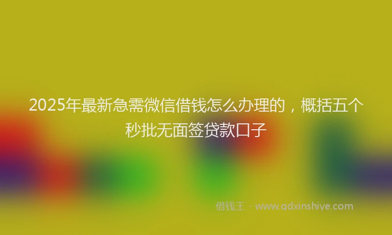 2025年最新急需微信借钱怎么办理的，概括五个秒批无面签贷款口子