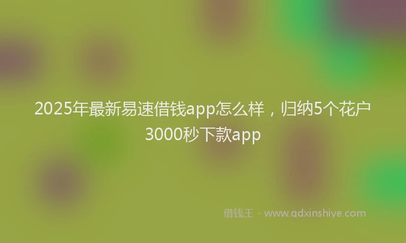 2025年最新易速借钱app怎么样，归纳5个花户3000秒下款app