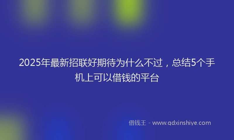 2025年最新招联好期待为什么不过，总结5个手机上可以借钱的平台