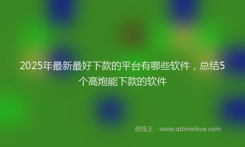 2025年最新最好下款的平台有哪些软件，总结5个高炮能下款的软件