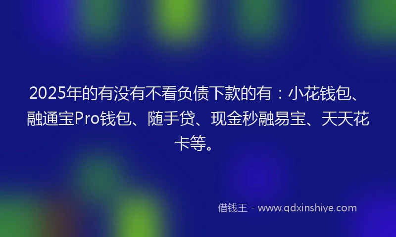 2025年的有没有不看负债下款的有：小花钱包、融通宝Pro钱包、随手贷、现金秒融易宝、天天花卡等。