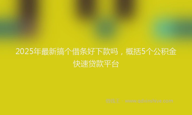 2025年最新搞个借条好下款吗，概括5个公积金快速贷款平台