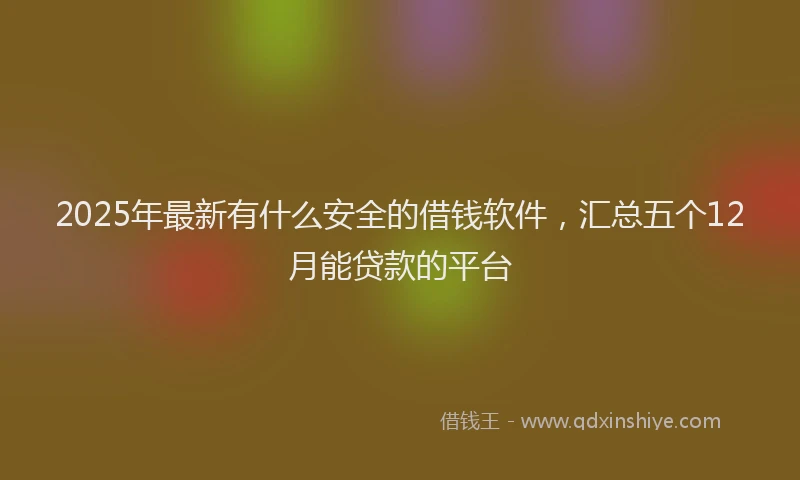 2025年最新有什么安全的借钱软件，汇总五个12月能贷款的平台