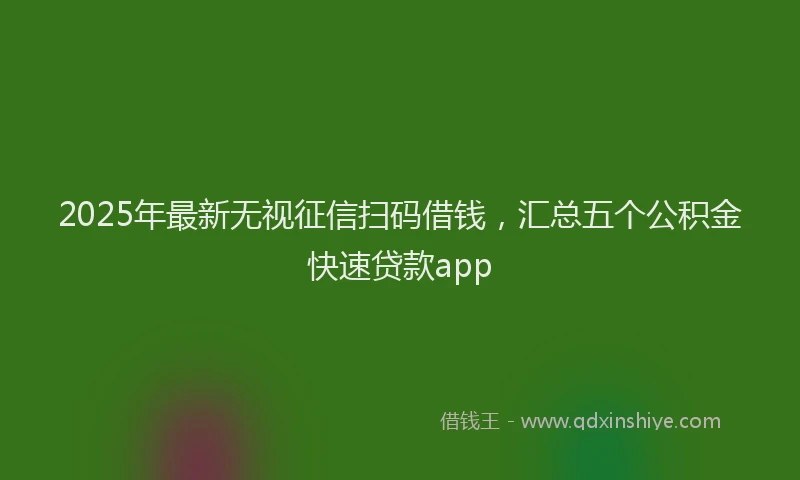 2025年最新无视征信扫码借钱，汇总五个公积金快速贷款app