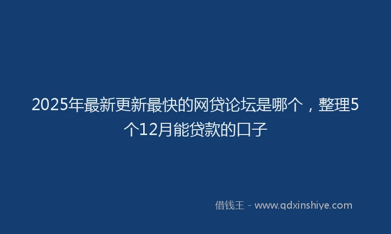 2025年最新更新最快的网贷论坛是哪个，整理5个12月能贷款的口子