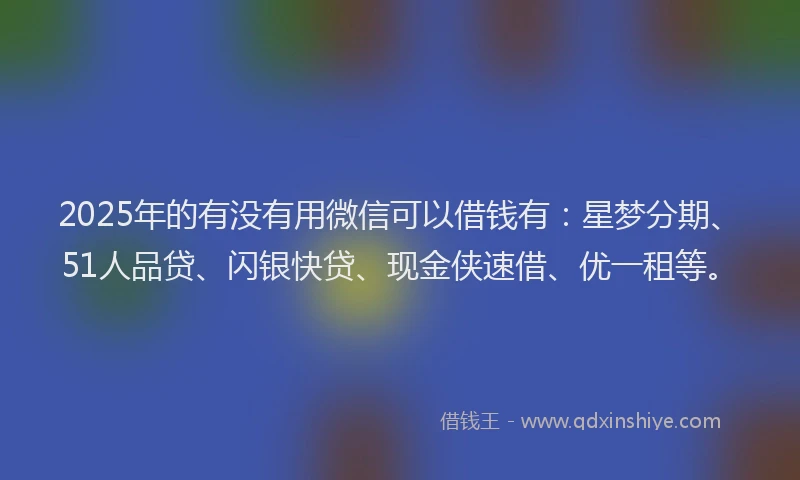 2025年的有没有用微信可以借钱有：星梦分期、51人品贷、闪银快贷、现金侠速借、优一租等。