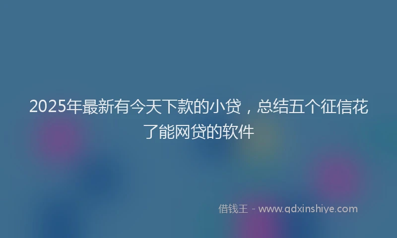2025年最新有今天下款的小贷，总结五个征信花了能网贷的软件