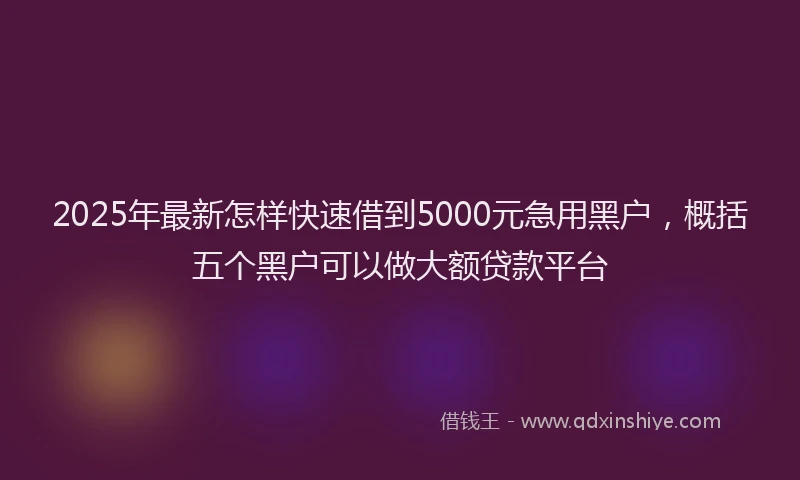 2025年最新怎样快速借到5000元急用黑户，概括五个黑户可以做大额贷款平台