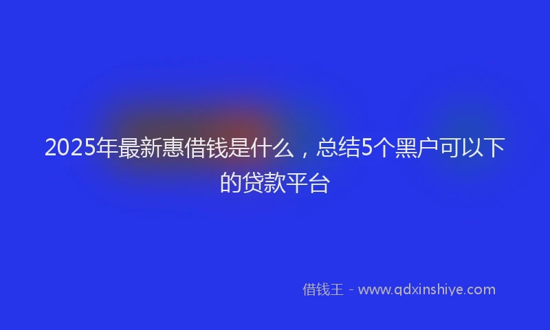 2025年最新惠借钱是什么，总结5个黑户可以下的贷款平台