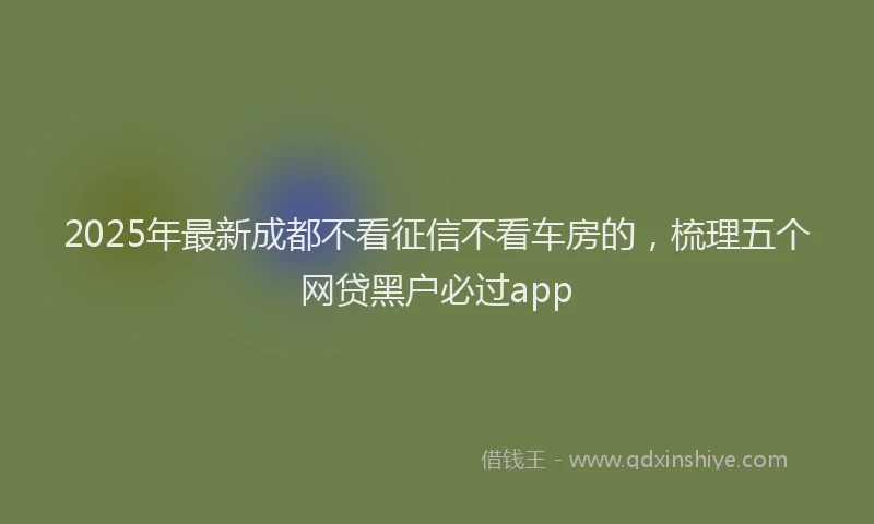 2025年最新成都不看征信不看车房的，梳理五个网贷黑户必过app