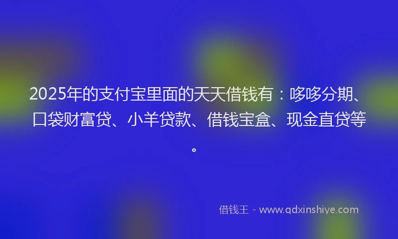 2025年的支付宝里面的天天借钱有：哆哆分期、口袋财富贷、小羊贷款、借钱宝盒、现金直贷等。