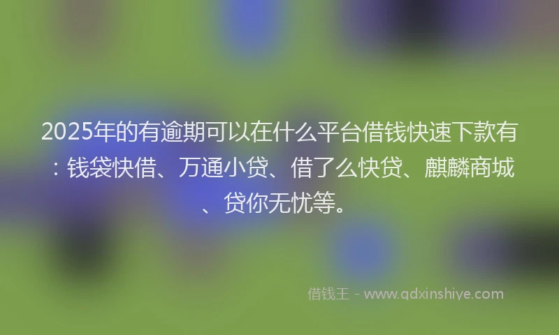 2025年的有逾期可以在什么平台借钱快速下款有：钱袋快借、万通小贷、借了么快贷、麒麟商城、贷你无忧等。